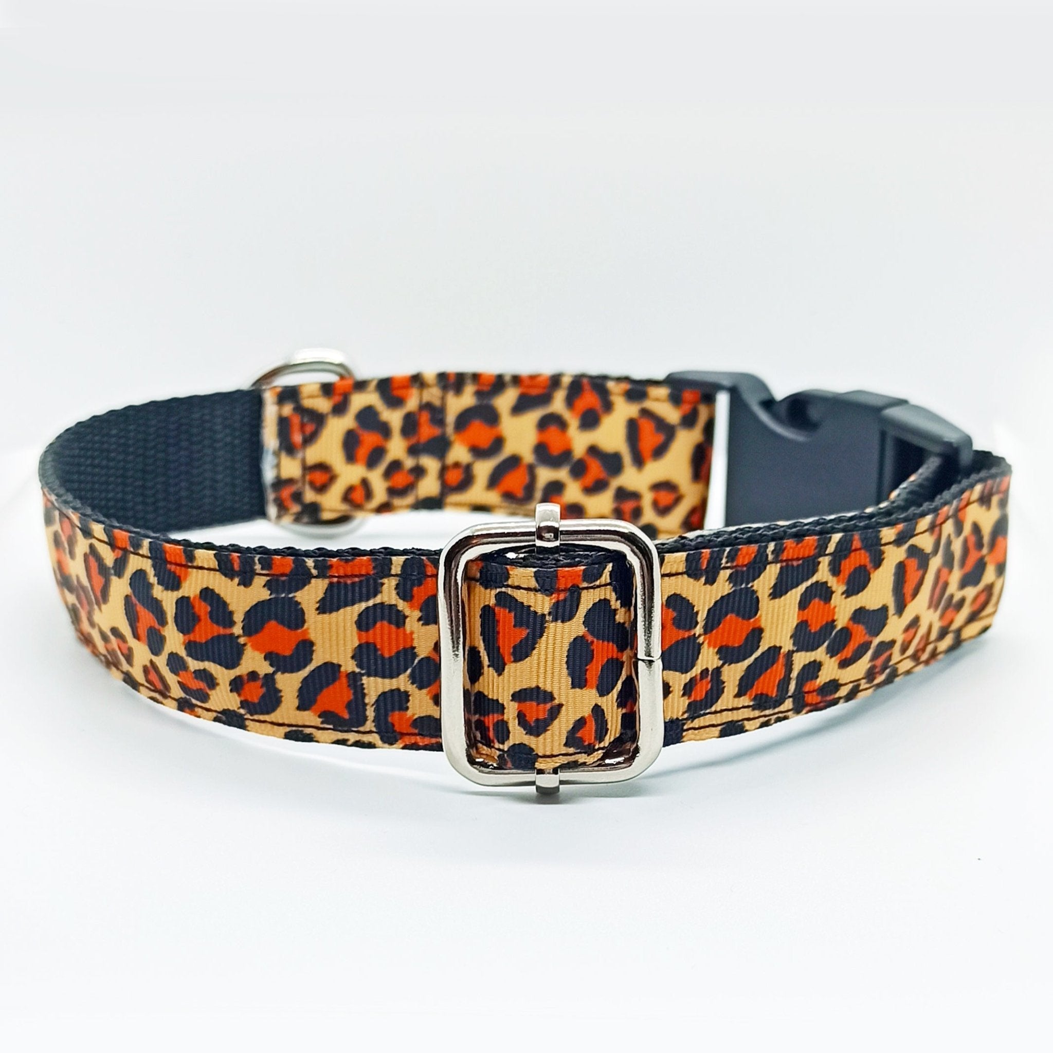 Cheetah Pattern Dog Collar - XS-L sizes with custom matching pet tag - Adventures of Rubi