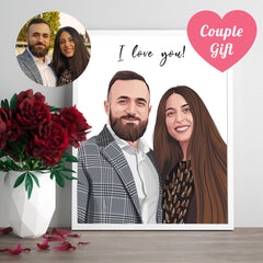 Couple Drawing Custom Personalized Vector Anniversary Gift Portrait - Christmas Gift for Couples - Adventures of Rubi