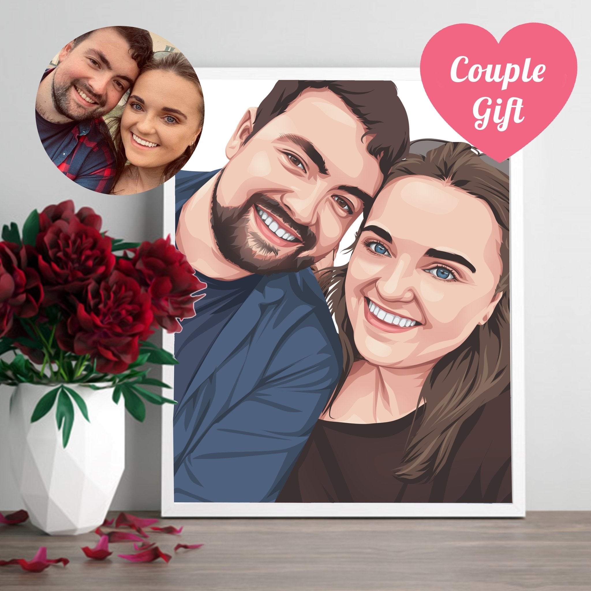 Personalised Couple Painting From Photo, Custom Couple Portrait, Personalized  Gift Boyfriend, Couples Gift - Best Personalized Gifts For Everyone