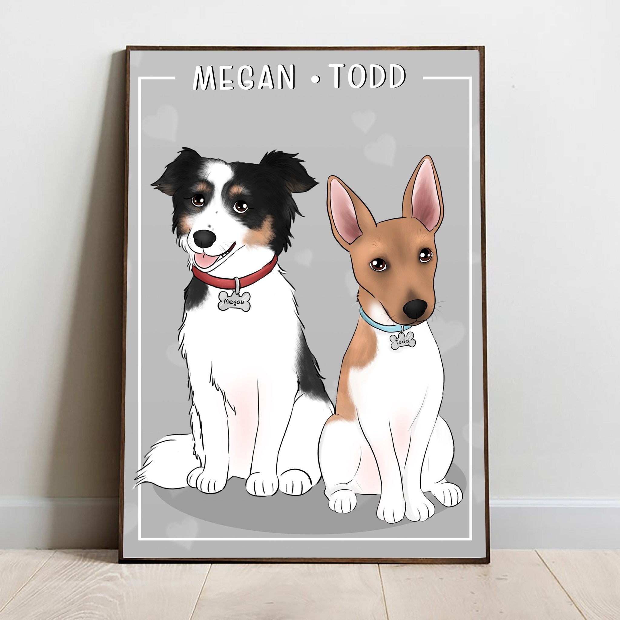 Custom Cartoony Full body Pet Portrait - with all of your pets in it! - Adventures of Rubi