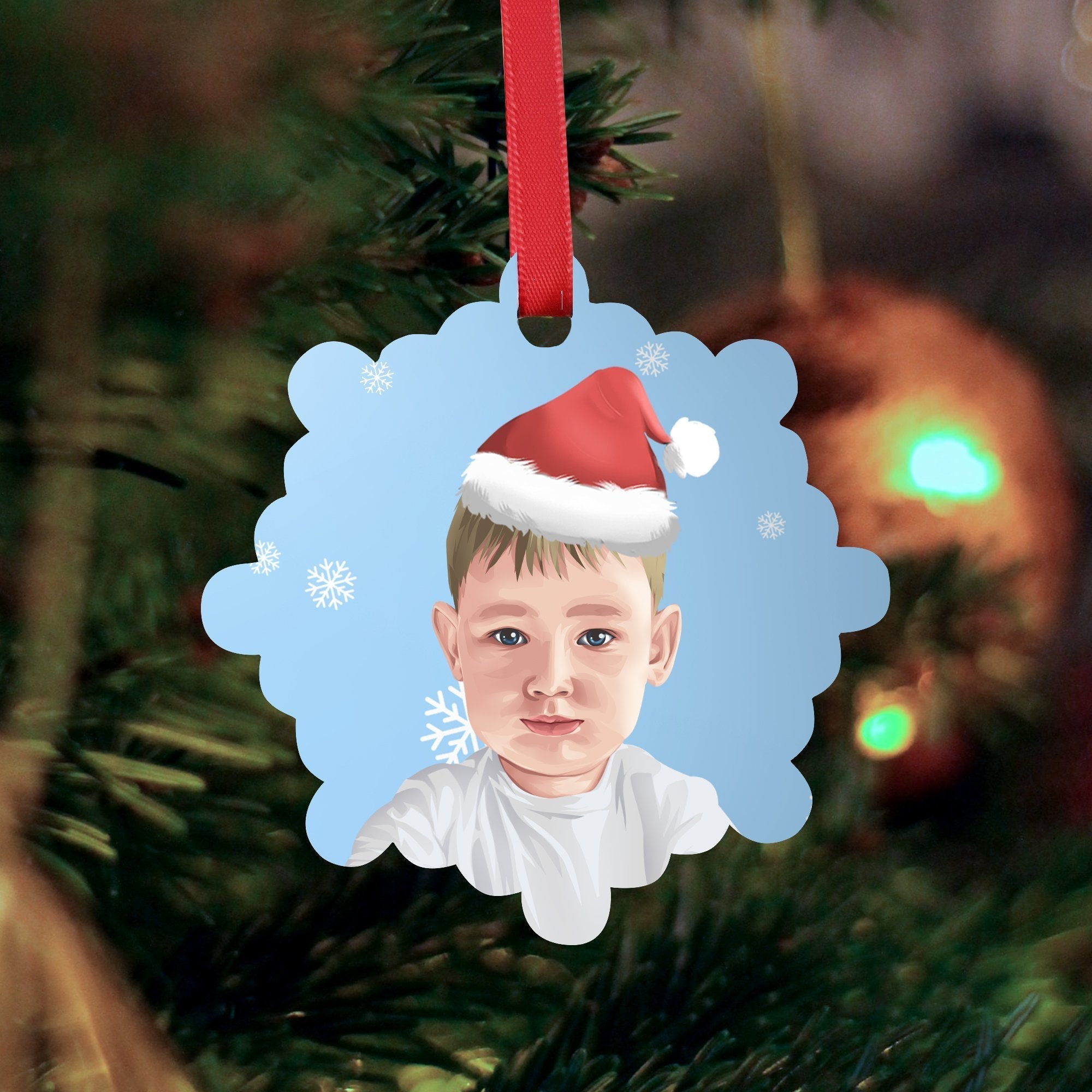 Custom Christmas Gift Decor Ornament with Your Child Portrait - Adventures of Rubi