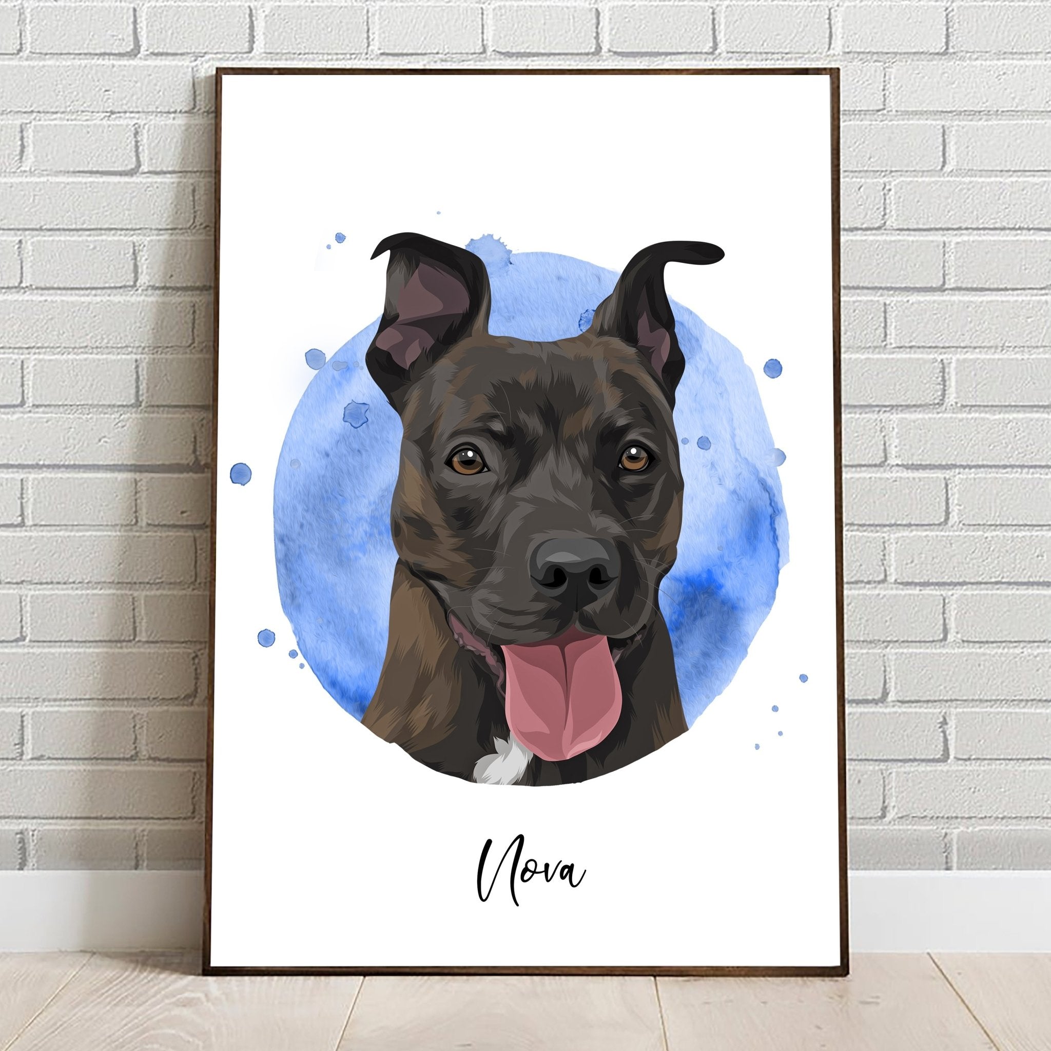 Custom Modern Pet Portrait in Colorful Circle - Personalised Portrait - Adventures of Rubi