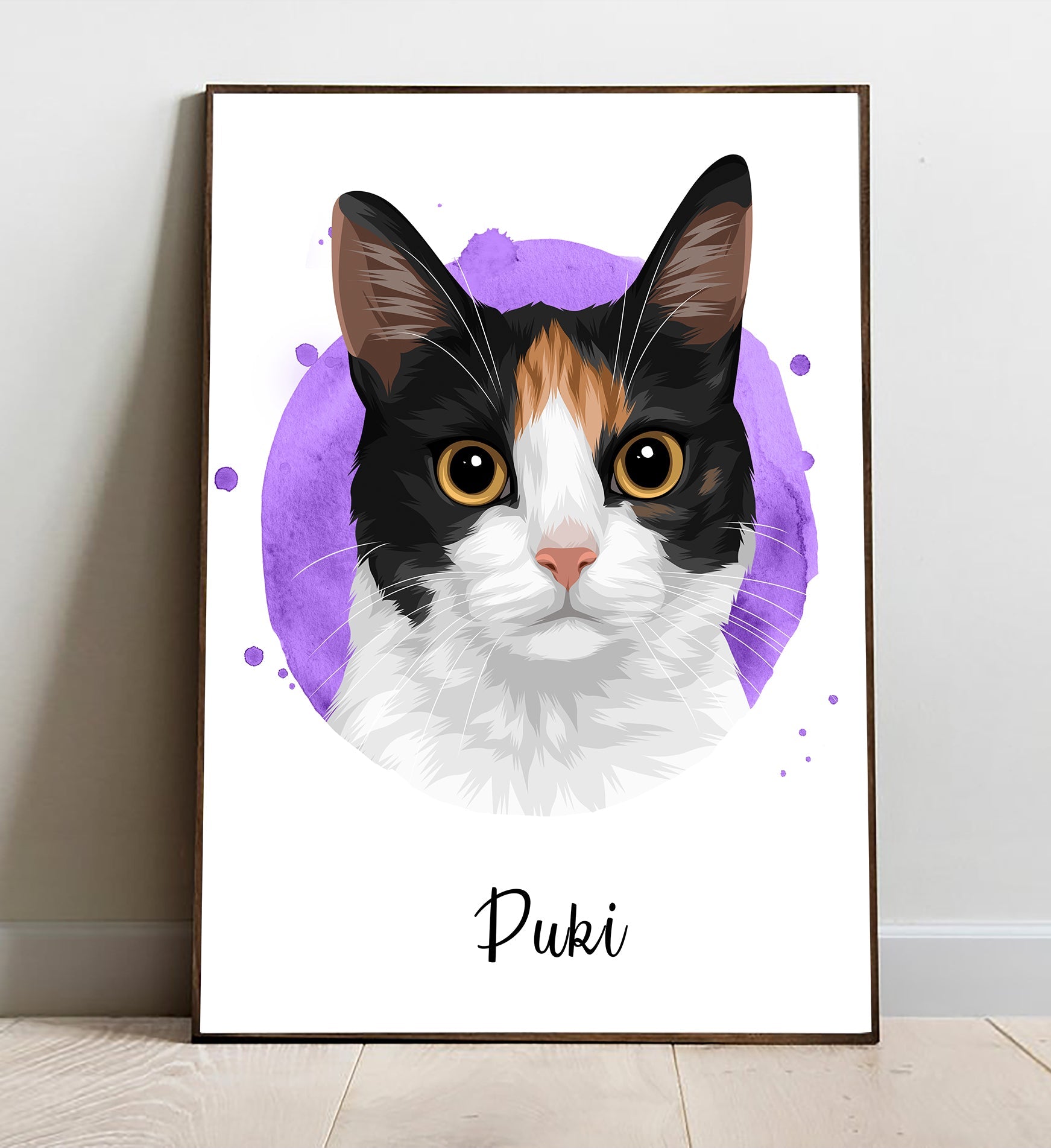 Custom Modern Pet Portrait in Colorful Circle - Personalised Portrait - Adventures of Rubi