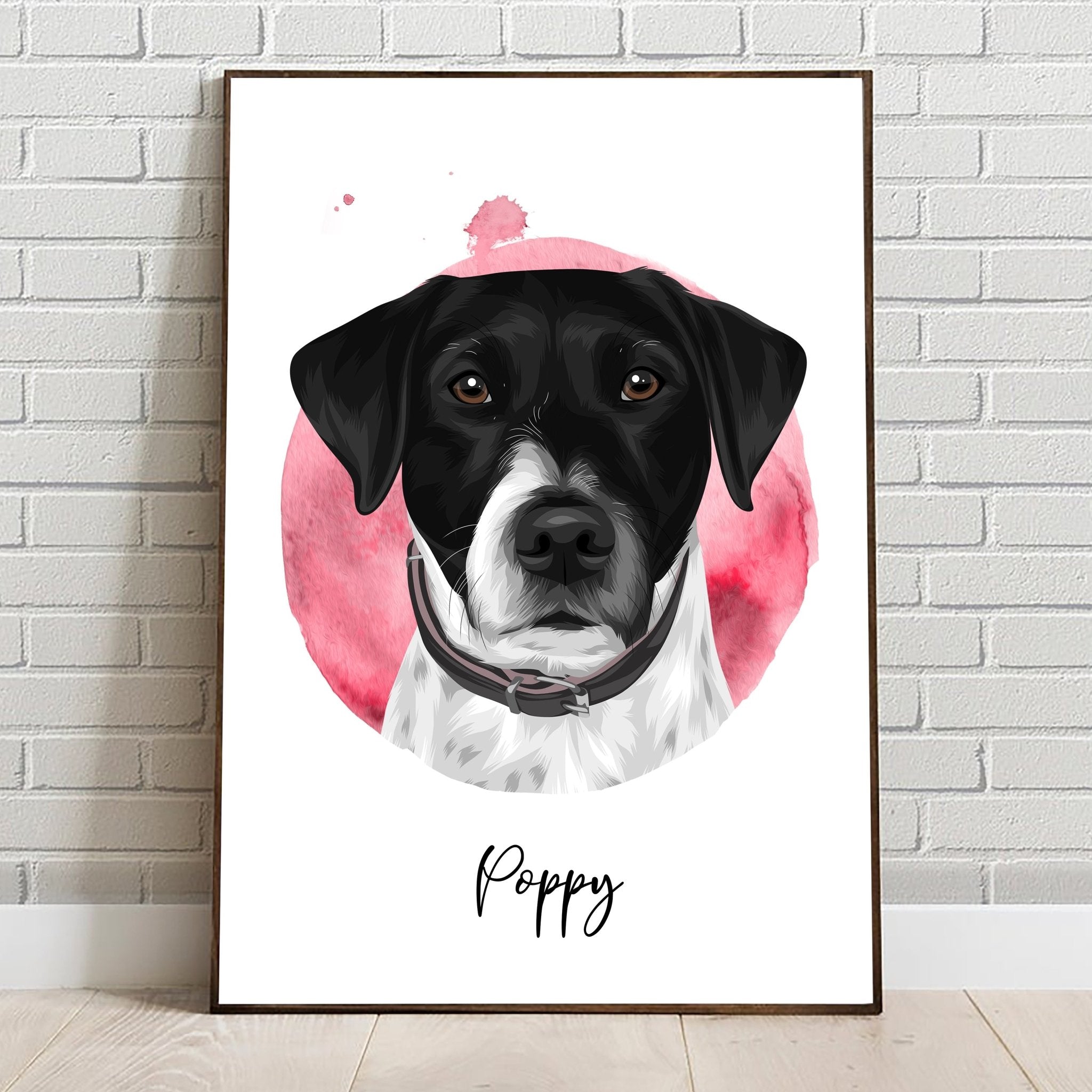 Custom Modern Pet Portrait in Colorful Circle - Personalised Portrait - Adventures of Rubi