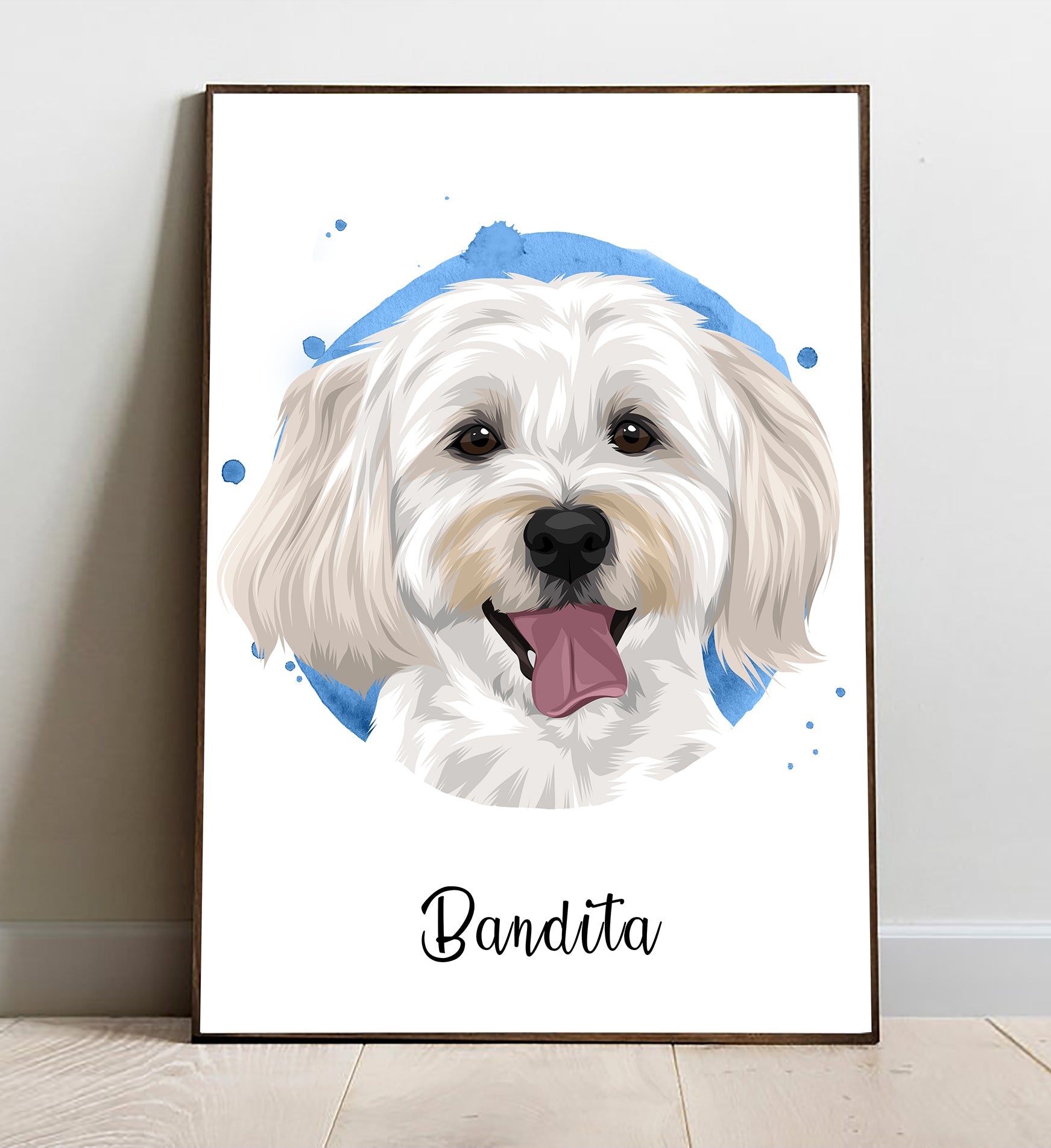 Custom Modern Pet Portrait in Colorful Circle - Personalised Portrait - Adventures of Rubi