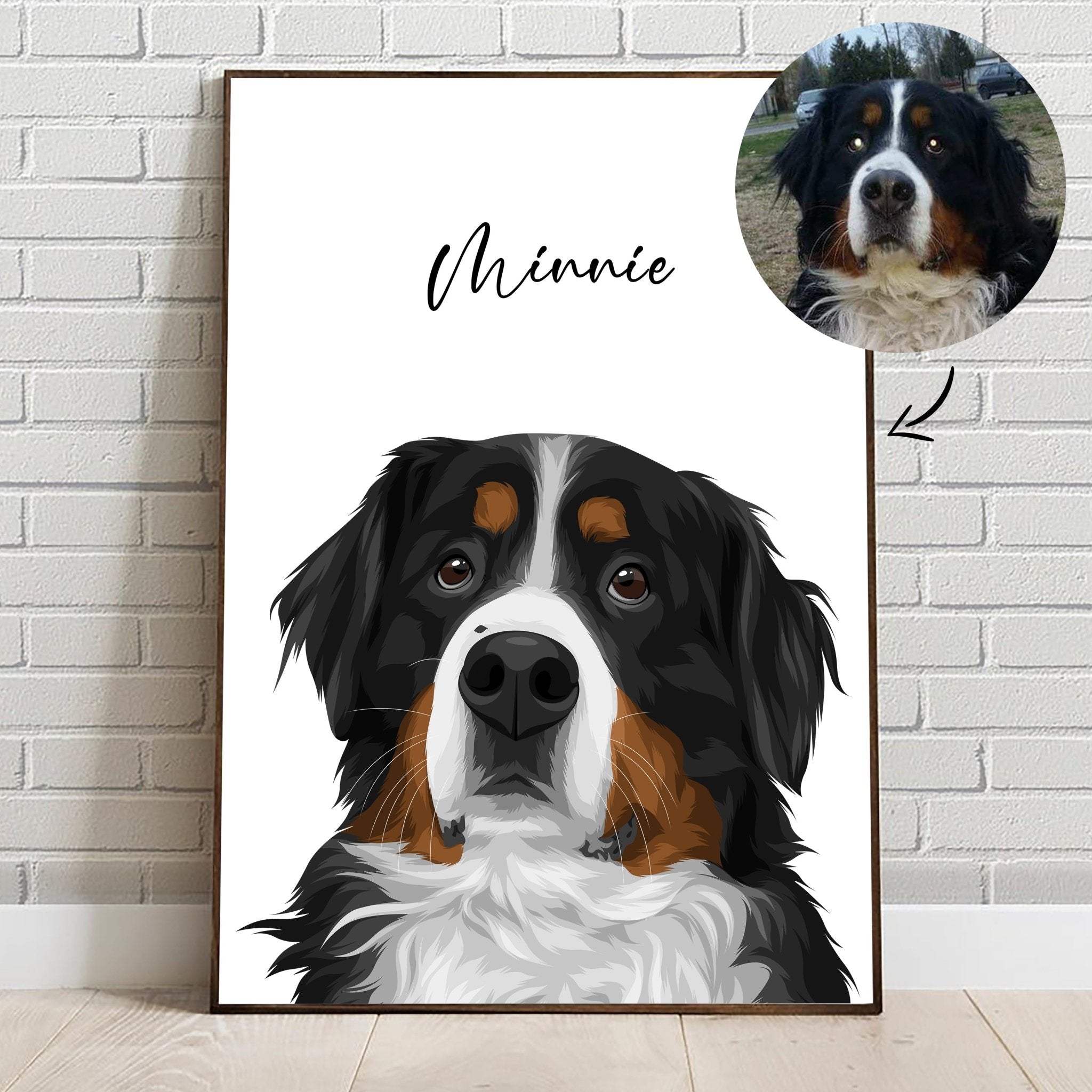 Custom Modern Pet Portrait - Personalized Art of Your Pets, Digital Drawing, Vector Pet - Adventures of Rubi