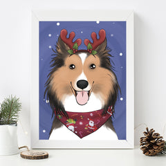 Custom Personalized Christmas Portrait of your Pet - with Santa Hat - Adventures of Rubi