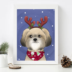 Custom Personalized Christmas Portrait of your Pet - with Santa Hat - Adventures of Rubi