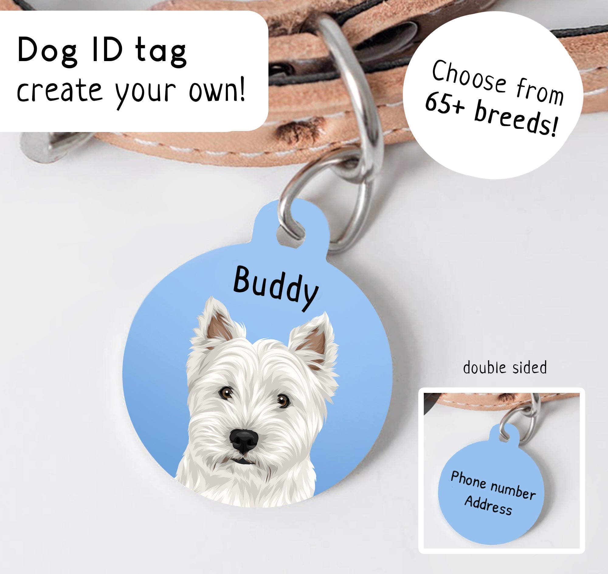 Custom Pet ID Tag - Choose from 65+ Breed - Design Your Own! - Adventures of Rubi