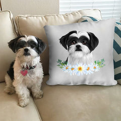 Custom Pillow Case with Your Pet's Portrait - Personalised Modern Pet Portrait, Christmas Gift - Adventures of Rubi