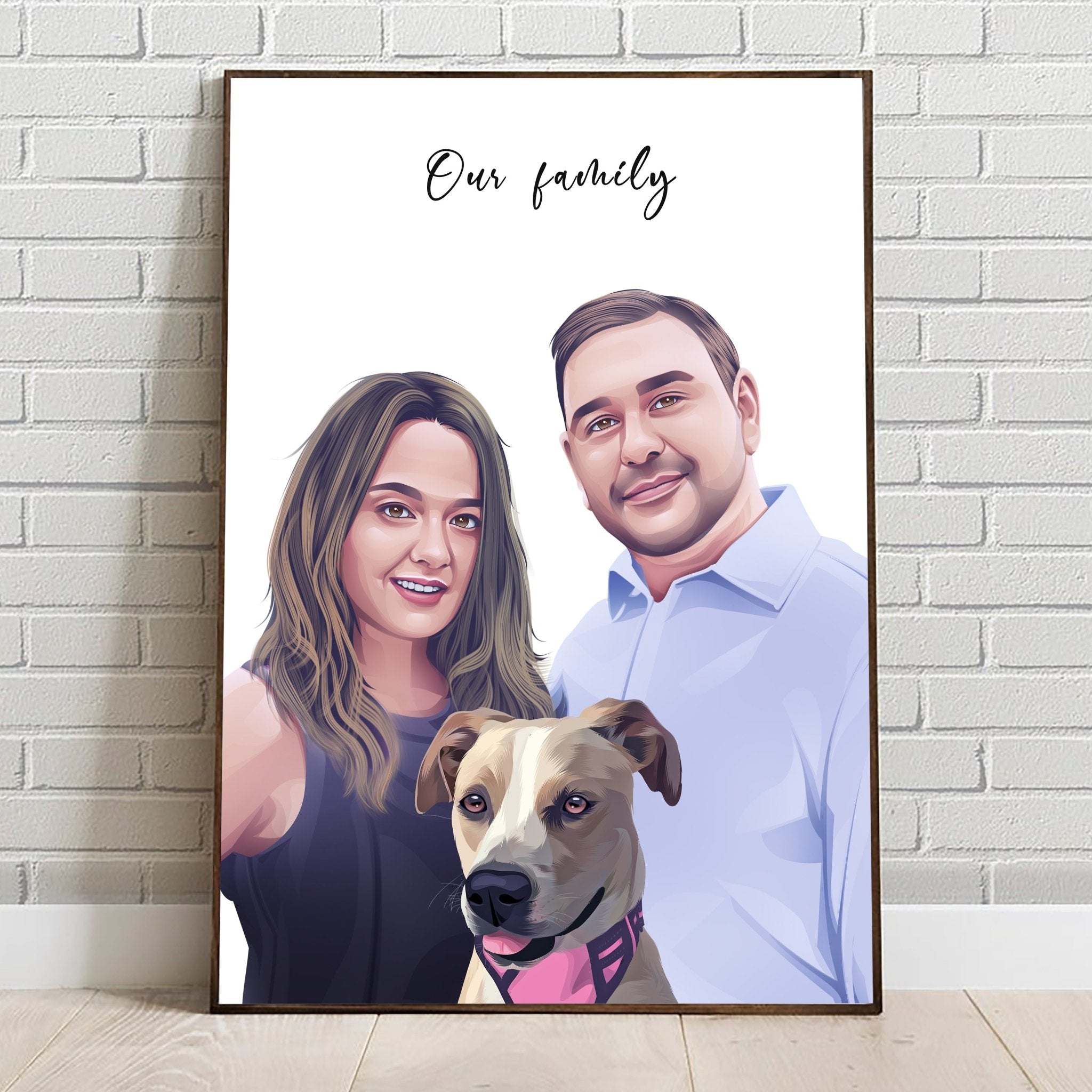 Custom Realistic Family Portrait with Your Pets - Anniversary, Christmas Gift, Family Portrait - Adventures of Rubi