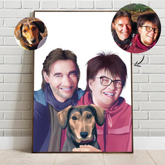 Custom Realistic Family Portrait with Your Pets - Anniversary, Christmas Gift, Family Portrait - Adventures of Rubi