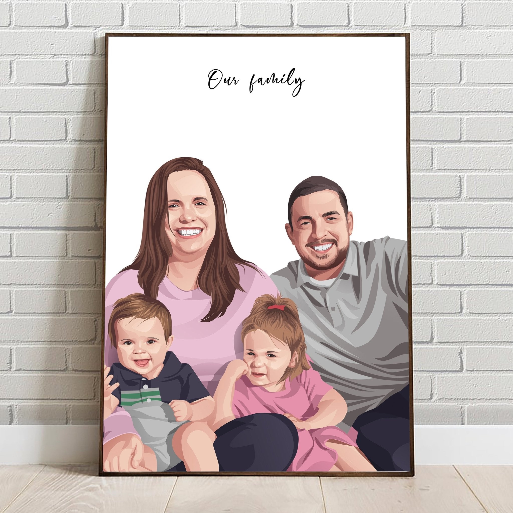 Custom Realistic Family Portrait with Your Pets - Anniversary, Christmas Gift, Family Portrait - Adventures of Rubi