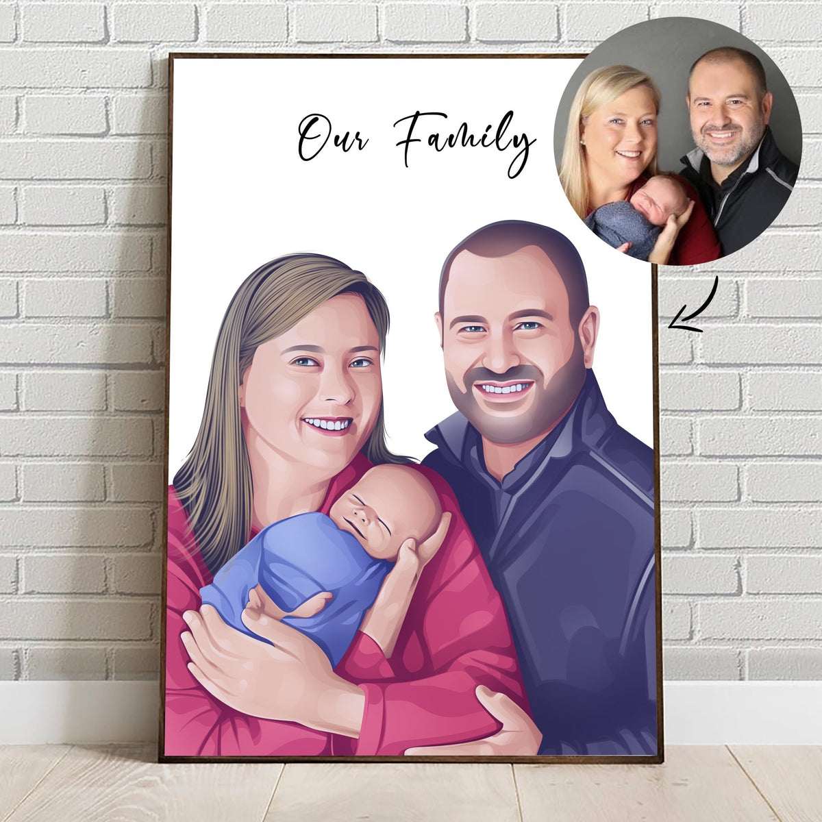 Custom Realistic Family Portrait with Your Pets - Anniversary, Christmas Gift, Family Portrait - Adventures of Rubi