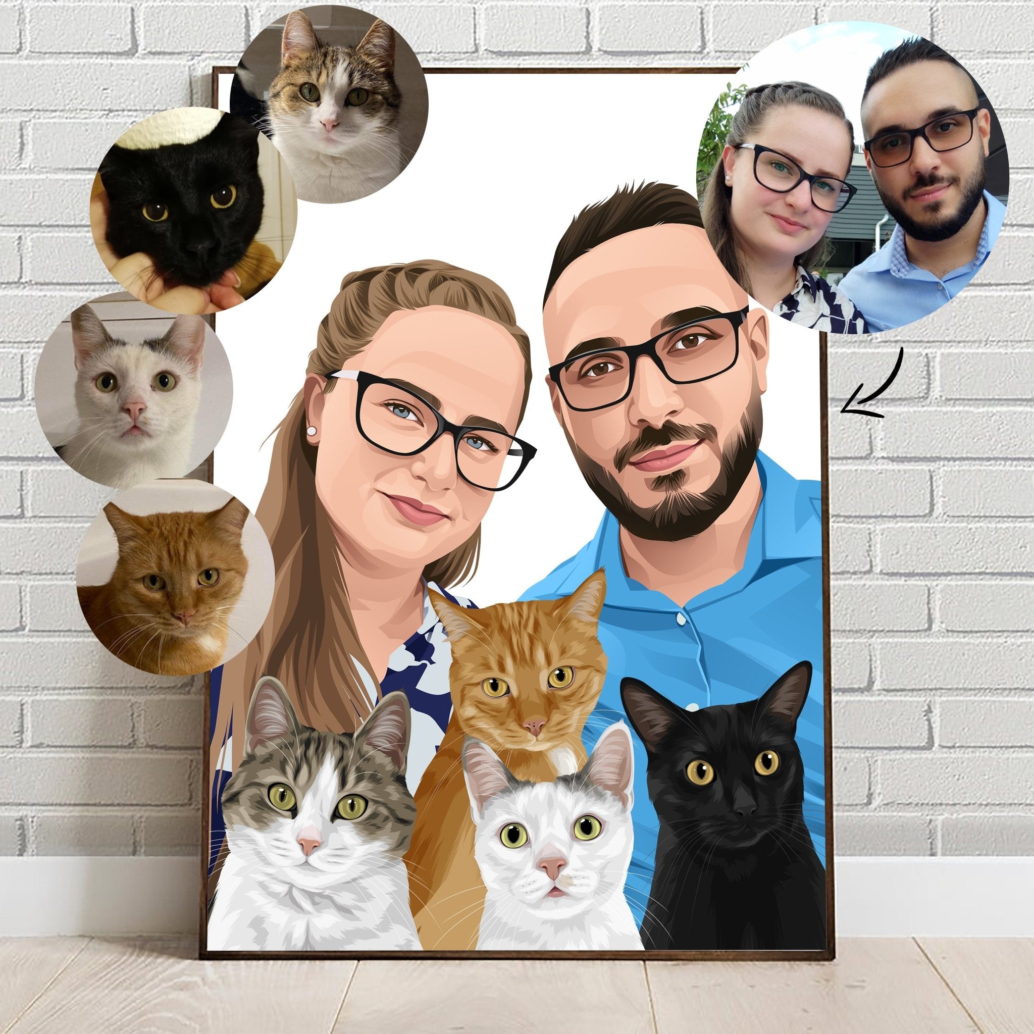 Custom Realistic Family Portrait with Your Pets - Anniversary, Christmas Gift, Family Portrait - Adventures of Rubi