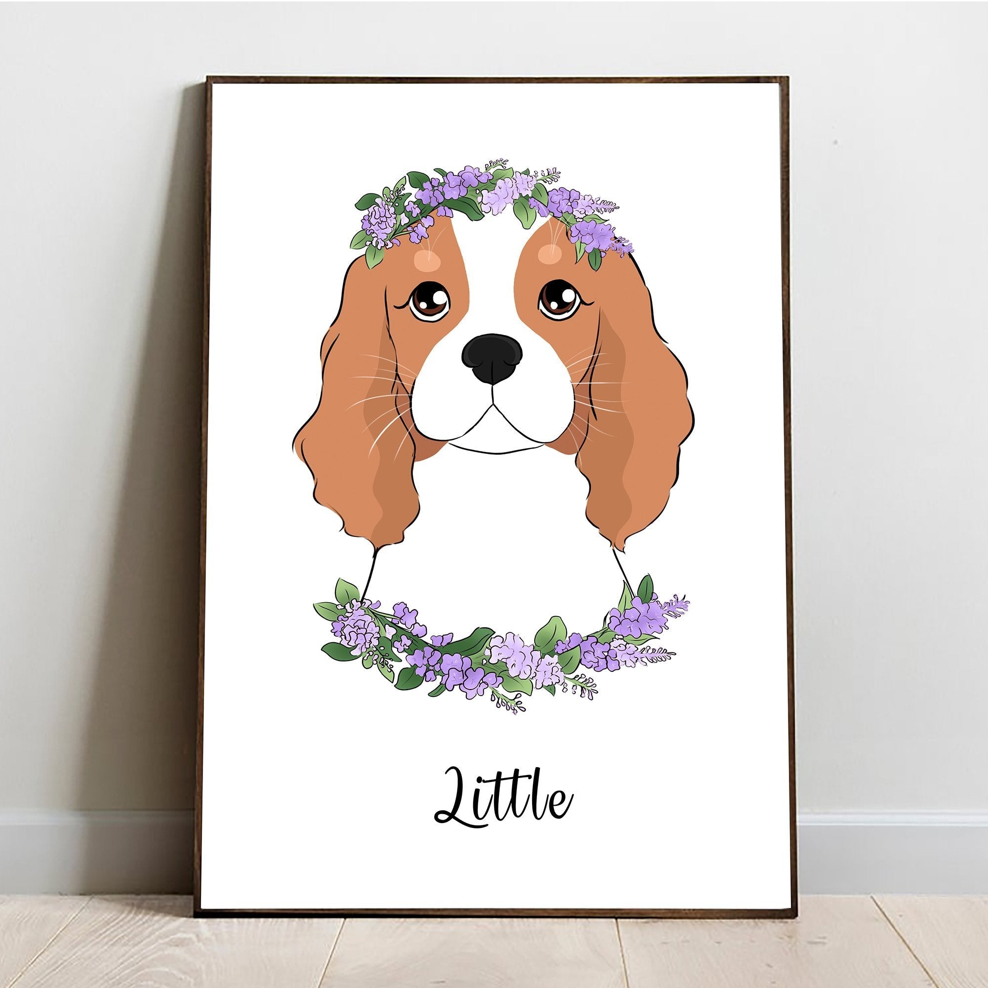 Digital Custom Pet Portrait with Flowers - Flower Crown - Adventures of Rubi