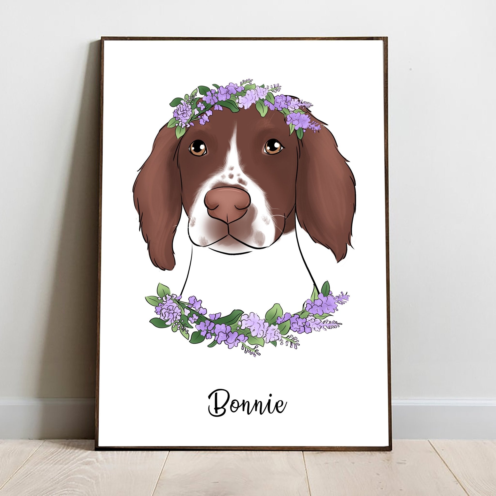 Digital Custom Pet Portrait with Flowers - Flower Crown - Adventures of Rubi