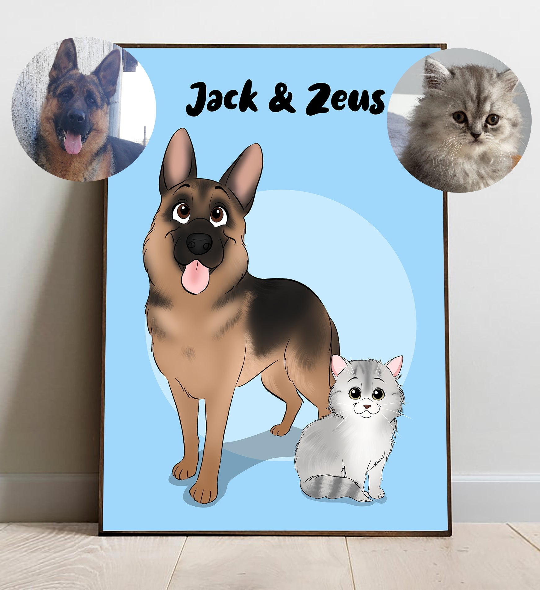 Disney Style Cartoon Portrait of your Pet - Full Body Custom Drawing, Personalised Portrait - Adventures of Rubi