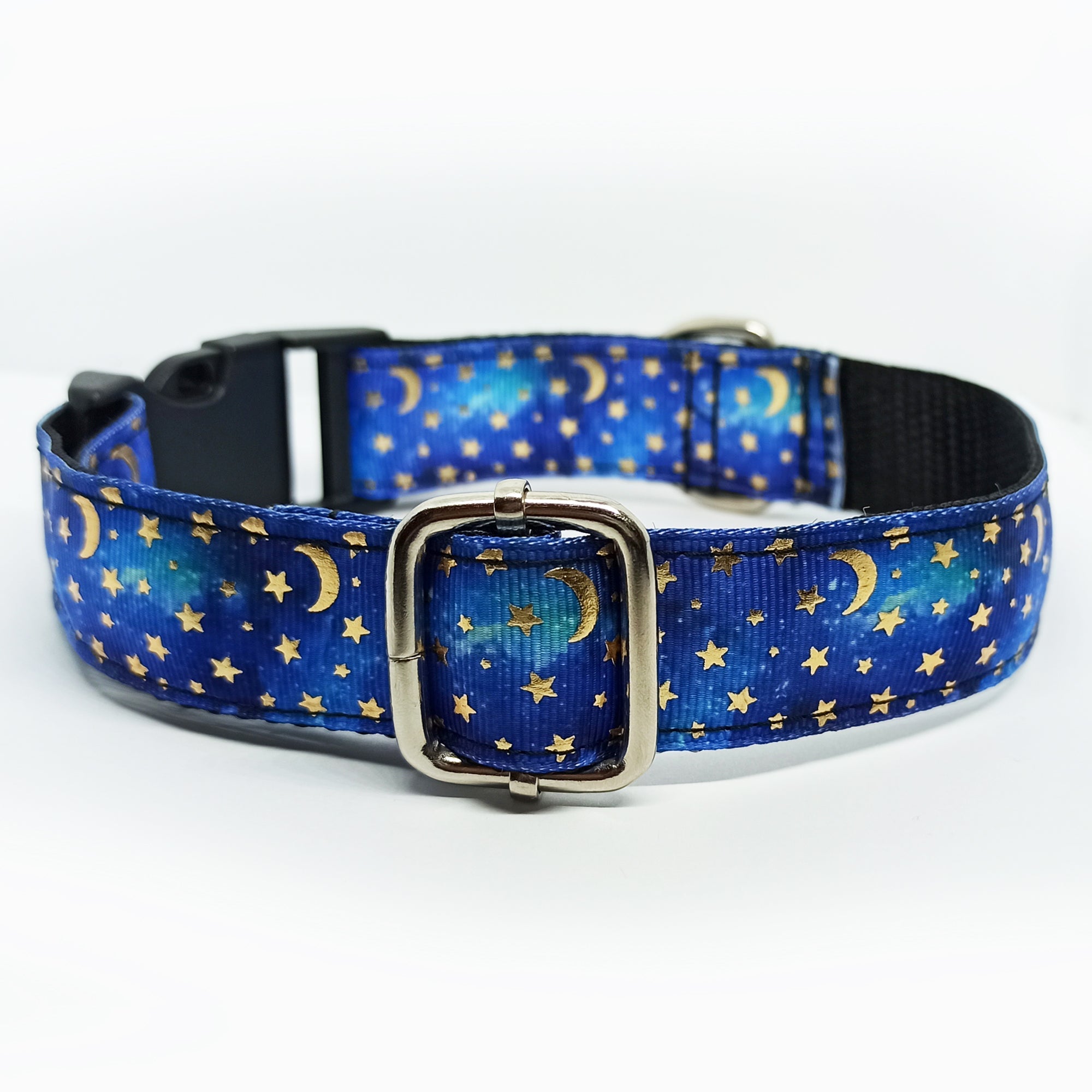 Starry Night Dog Collar - S-L sizes with custom matching pet tag - Adventures of Rubi