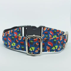 Sushi Pattern Dog Collar - XS-L sizes with custom matching pet tag - Adventures of Rubi