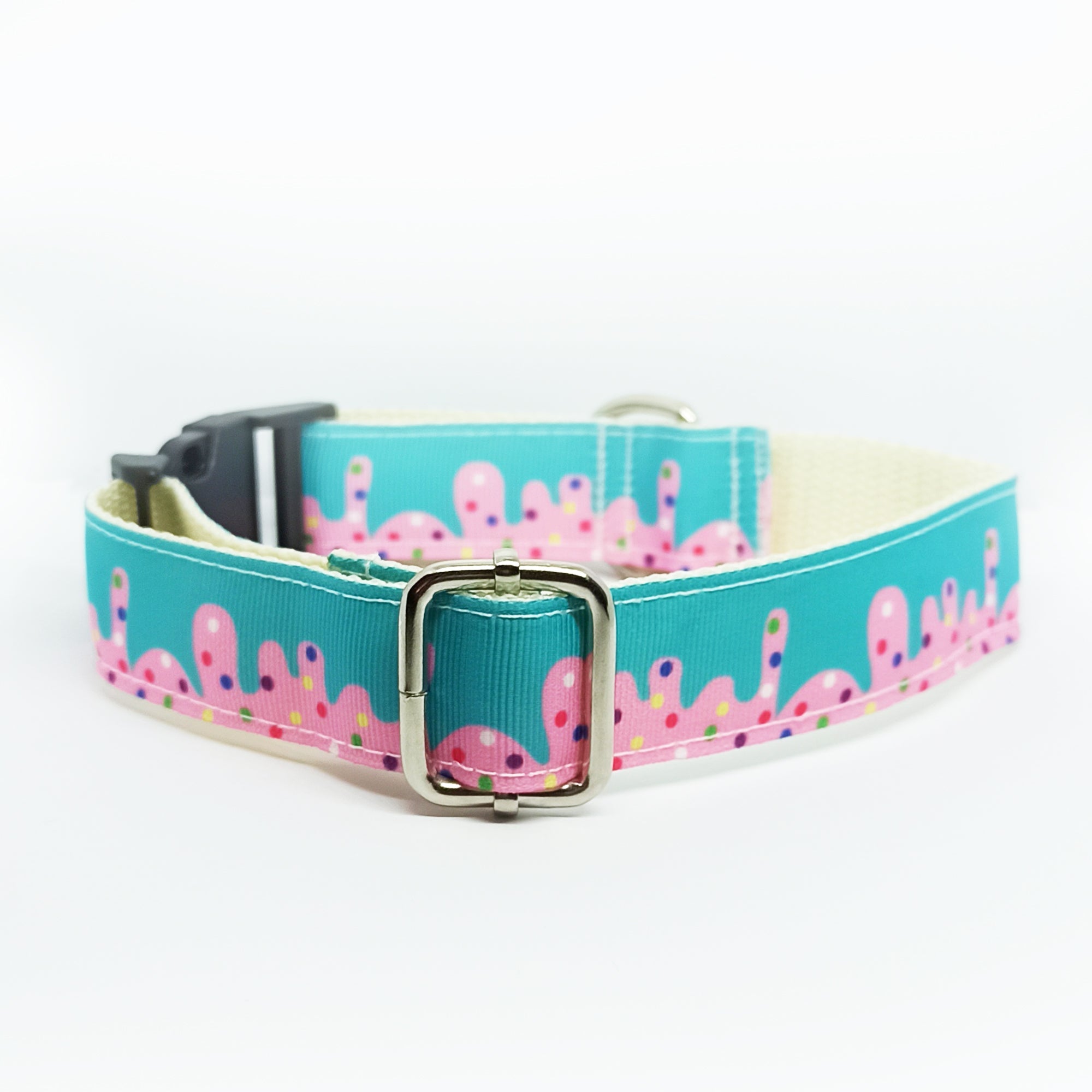 Sweet Ice Cream Blue Dog Collar - S-L sizes with custom matching pet tag - Adventures of Rubi