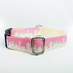 Sweet Ice Cream Pink Dog Collar - S-L sizes with custom matching pet tag - Adventures of Rubi
